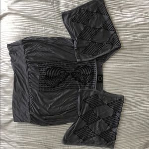 Filter gray embroidered top size small